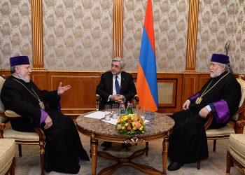 Նախագահ Սերժ Սարգսեան Հանդիպում  Ունեցած Է Ամենայն Հայոց Եւ Մեծի Տանն  Կիլիկիոյ Զոյգ Վեհափառ Հայրապետներուն Հետ