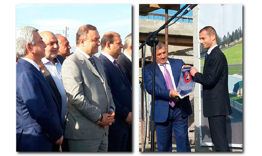 «Եու. Է. Էֆ. Ա.»-ի Նախագահը Վաղարշապատի Մէջ Հիմը Դրաւ Ֆութպոլի Նոր Ակադեմիային