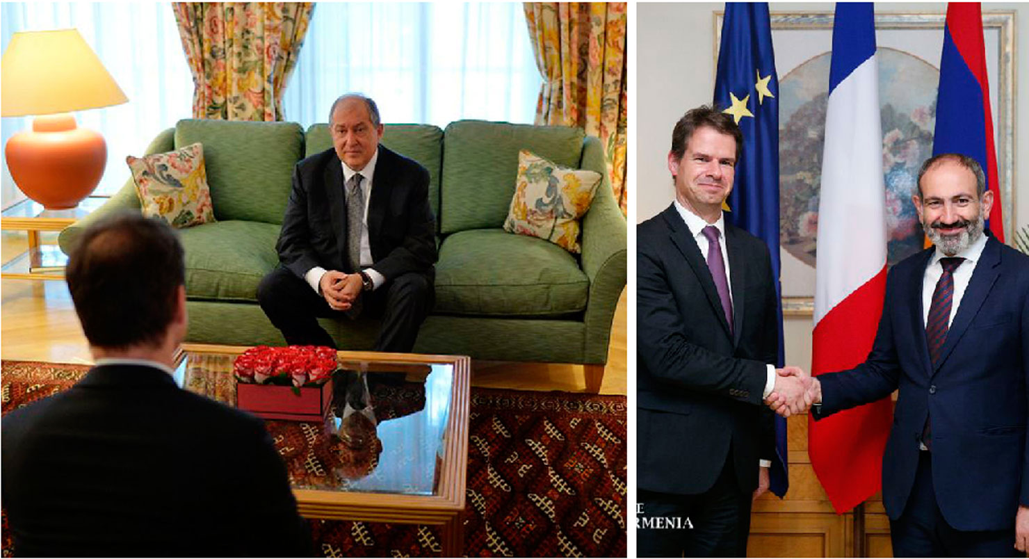 Ֆրանսայի Ազգային Տօնին Առիթով.  Նախագահ Սարգսեան Եւ Վարչապետ Փաշինեան  Շնորհաւորական Այցելութիւն  Տուին Ֆրանսայի Դեսպանատուն
