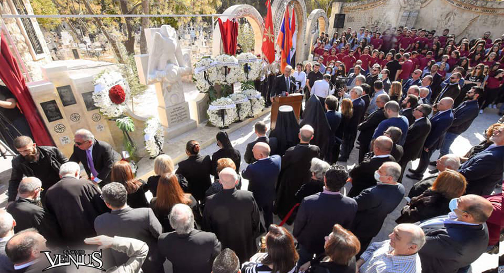 Հալէպի Ազգային Գերեզմանատան Մէջ  ՀՅԴ Բիւրոյի Ներկայացուցիչը Բացումը Կատարեց  Արցախի Հալէպահայ Նահատակներուն  Նուիրուած Յուշակոթողին