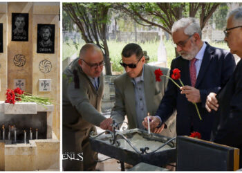 ՀՅԴ Հայ Դատի Միջին Արեւելքի Յանձնախումբերու Խորհրդաժողովի Մասնակիցները Ծաղիկներ Զետեղեցին Արցախի Հալէպահայ Նահատակներու Յոշակոթողին Դիմաց